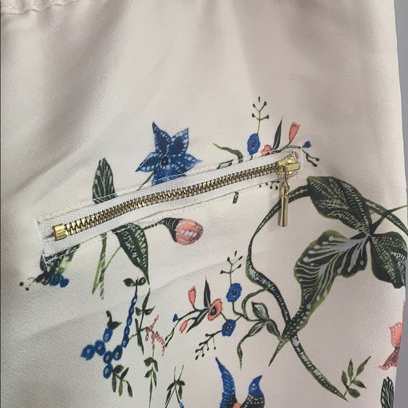 H&M High Waist Floral Print Cream Cropped Pants M - Picture 7 of 13